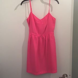 J Crew hot pink spaghetti strap dress.